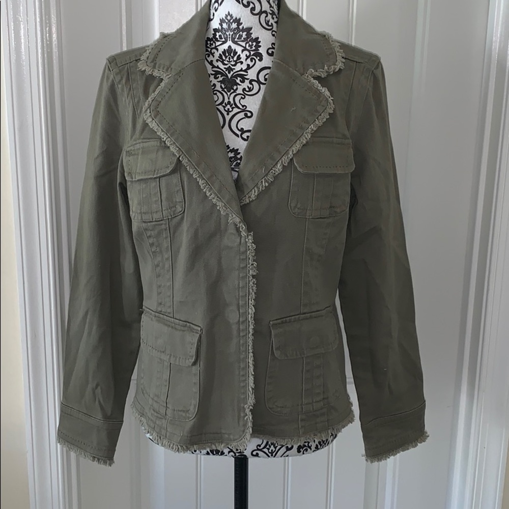EUC - Cute cotton jacket with frayed edges.